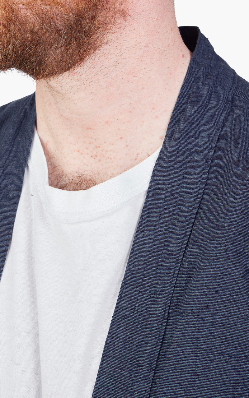 Naked & Famous Denim Kimono Shirt Linen Cotton Nep Navy