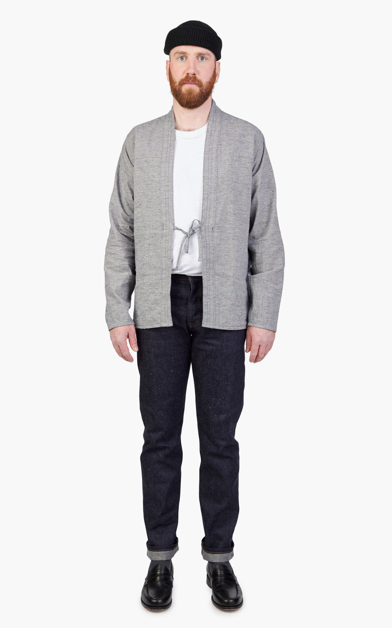 Naked & Famous Denim Kimono Shirt Linen Cotton Nep Blue