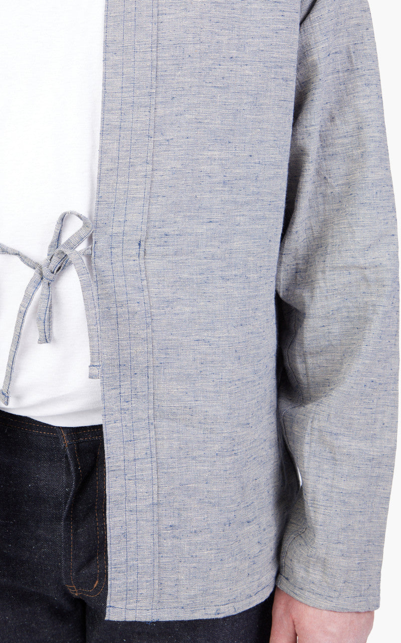 Naked & Famous Denim Kimono Shirt Linen Cotton Nep Blue