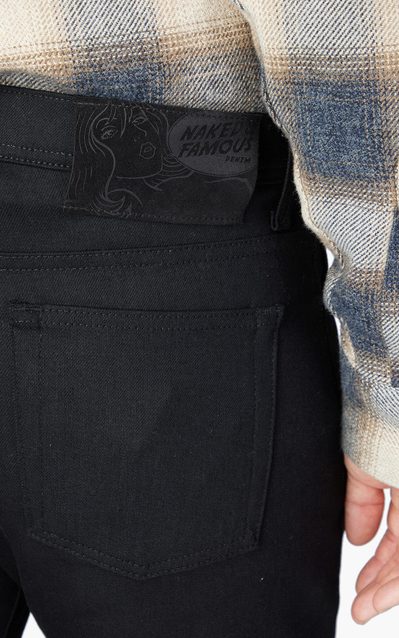 Naked & Famous Denim Weird Guy Denim All Black Comfort Stretch 14oz