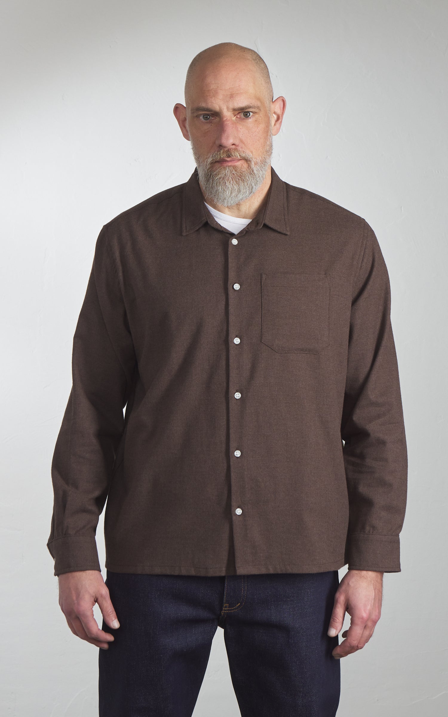 Naked & Famous Denim True Shirt Soft Twill Brown