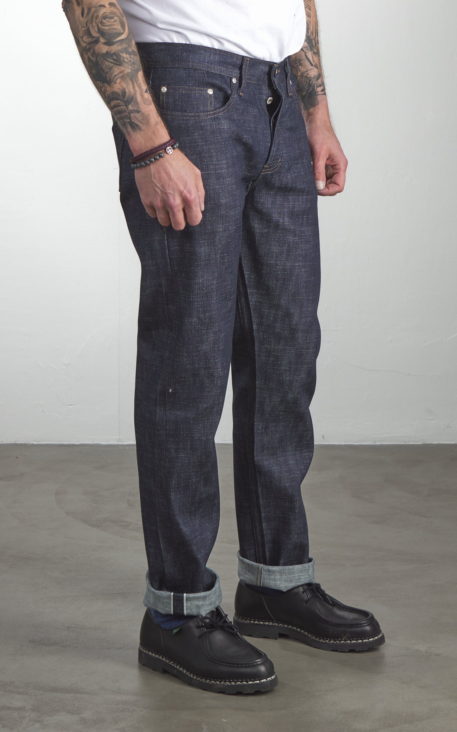 Naked & Famous Denim Weird Guy Greencast Stretch Selvedge Indigo 12.5oz