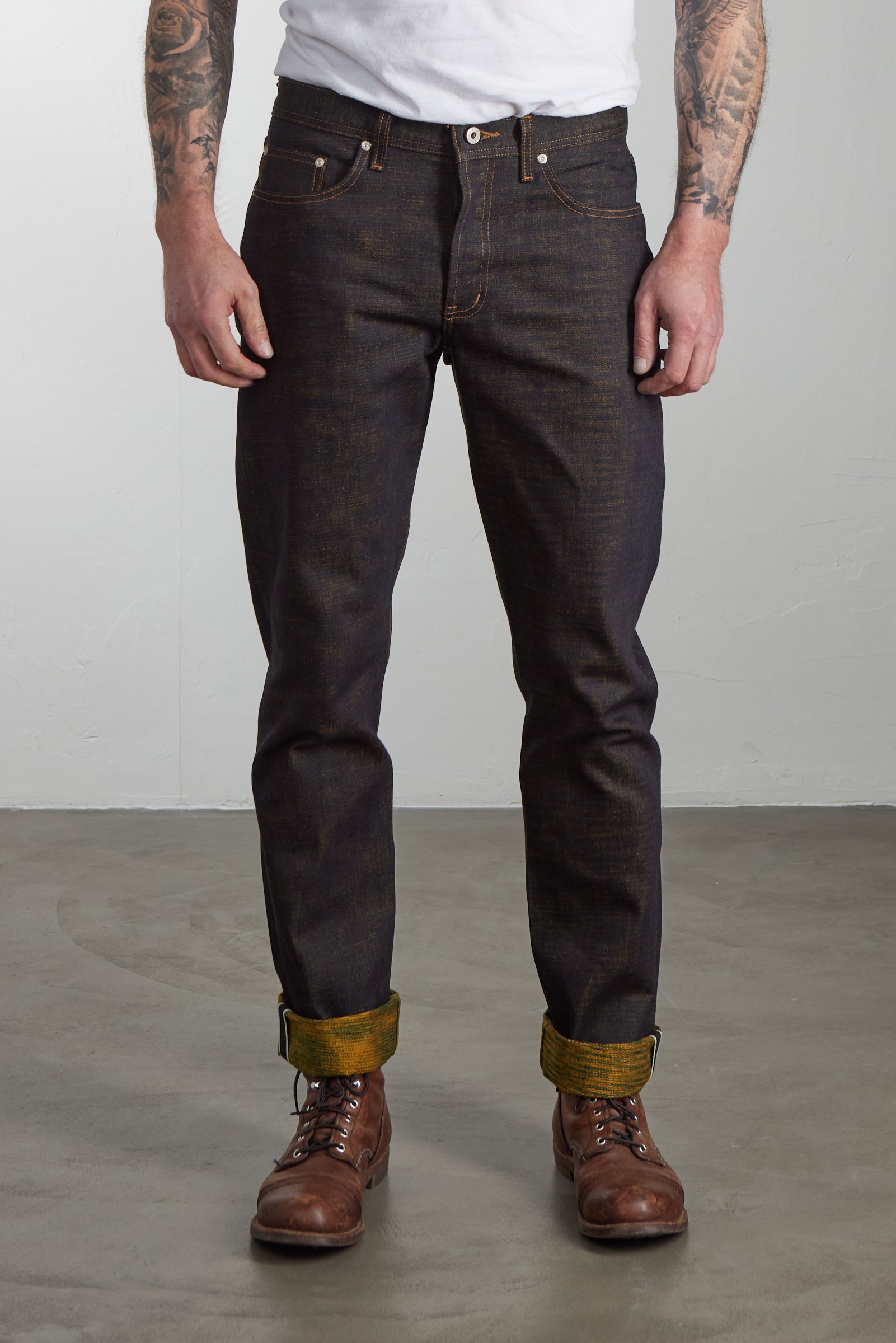 Naked & Famous Denim Weird Guy Citrus Kasuri Selvedge Indigo 14oz