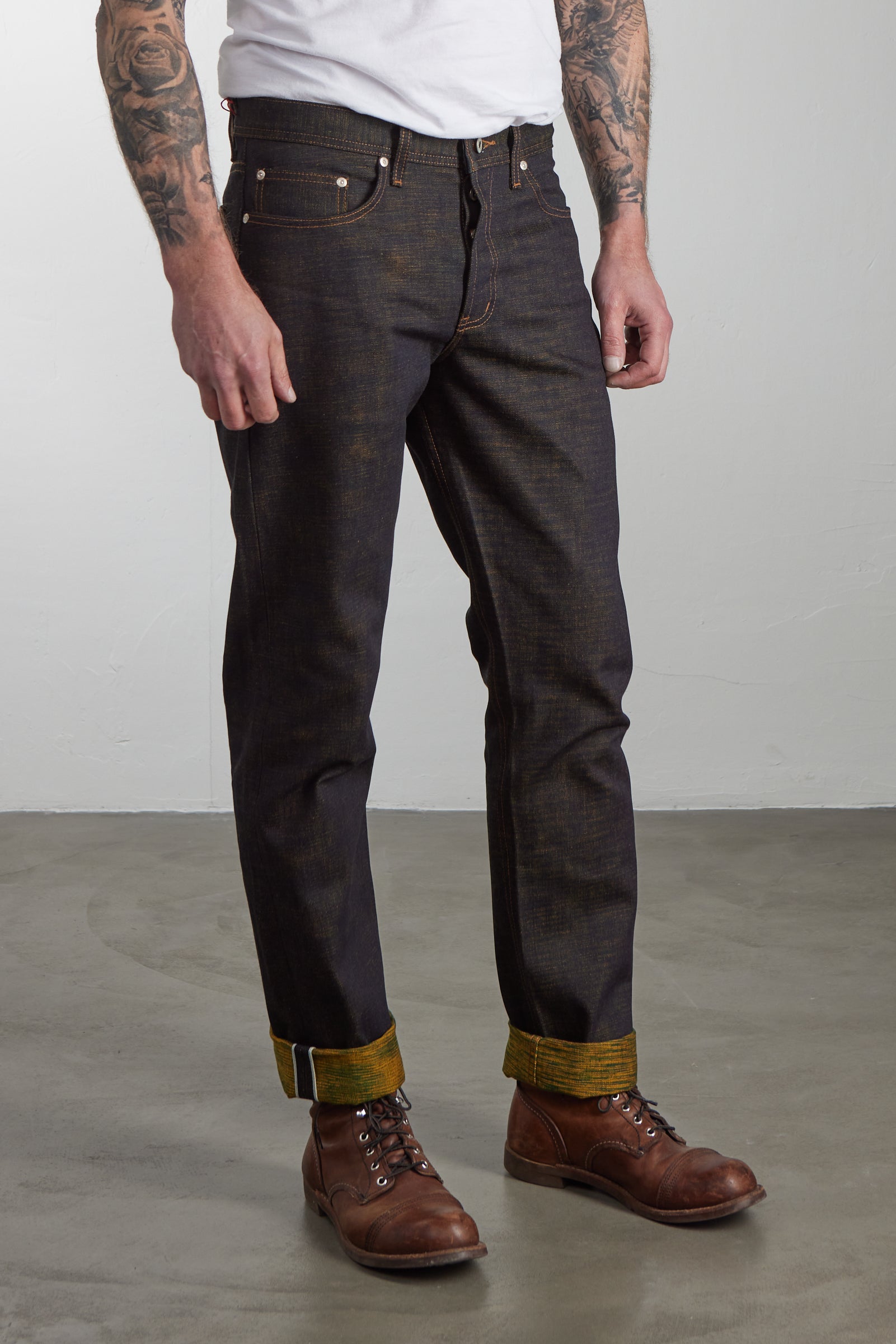 Naked & Famous Denim Weird Guy Citrus Kasuri Selvedge Indigo 14oz