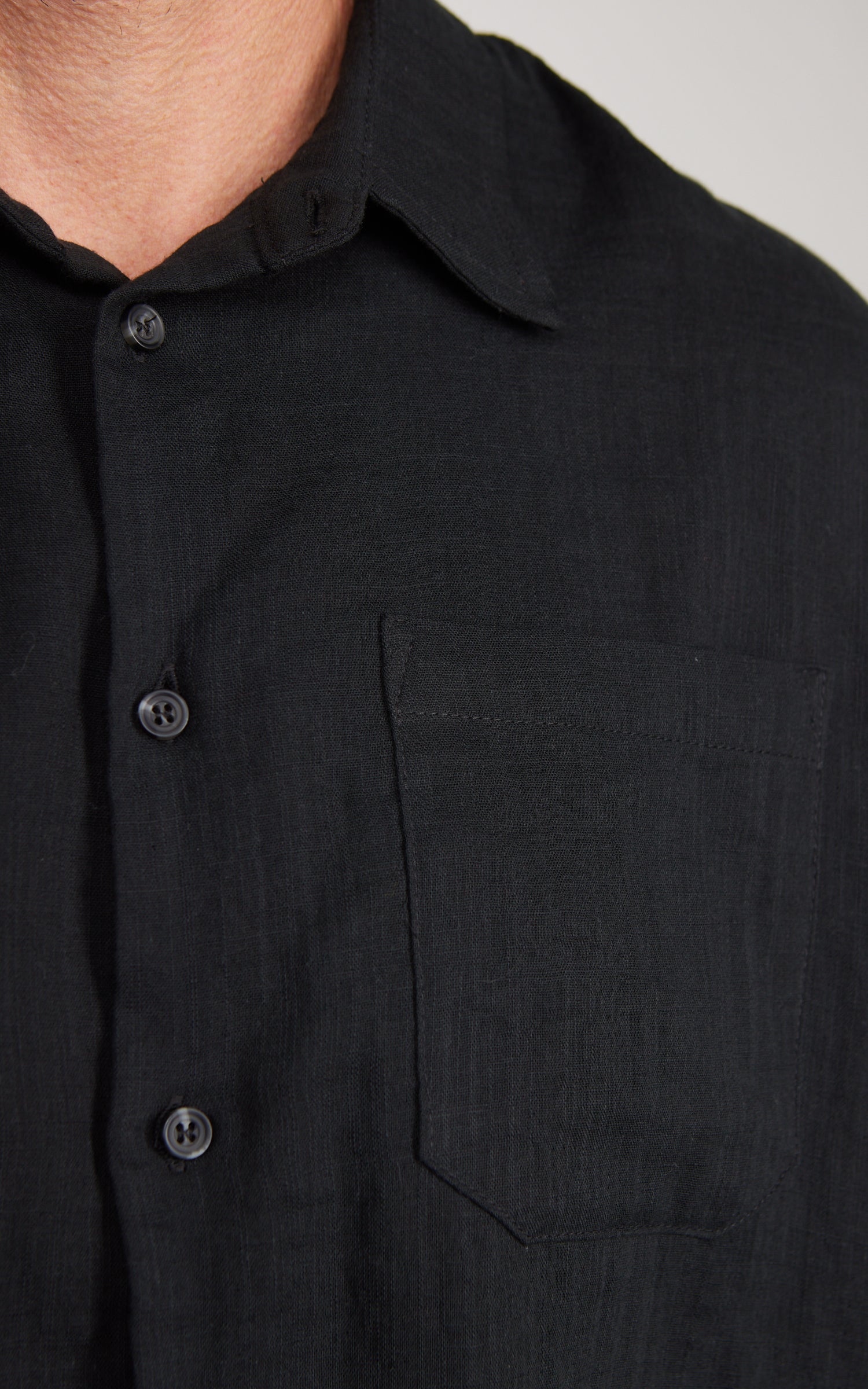 Naked & Famous Denim True Shirt Double Weave Slub Gauze Black