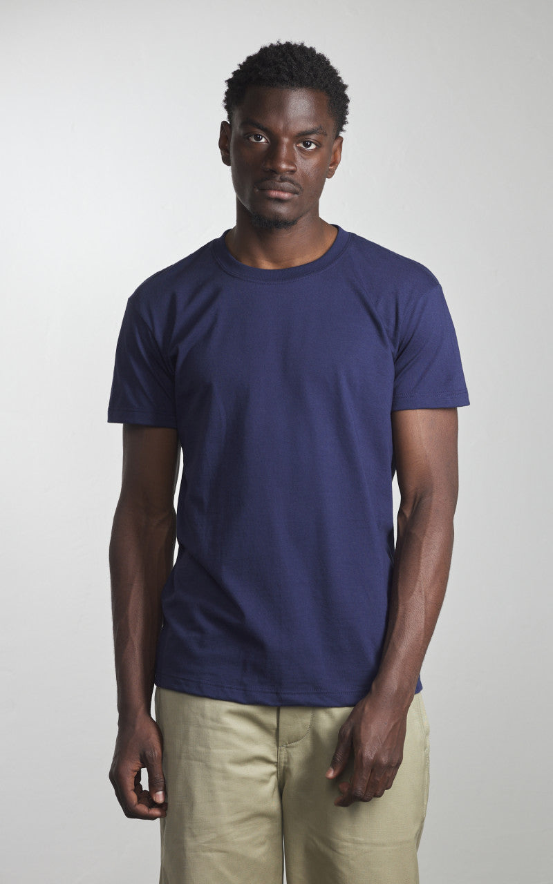 Naked & Famous Denim Circular Knit T-Shirt Solid Navy