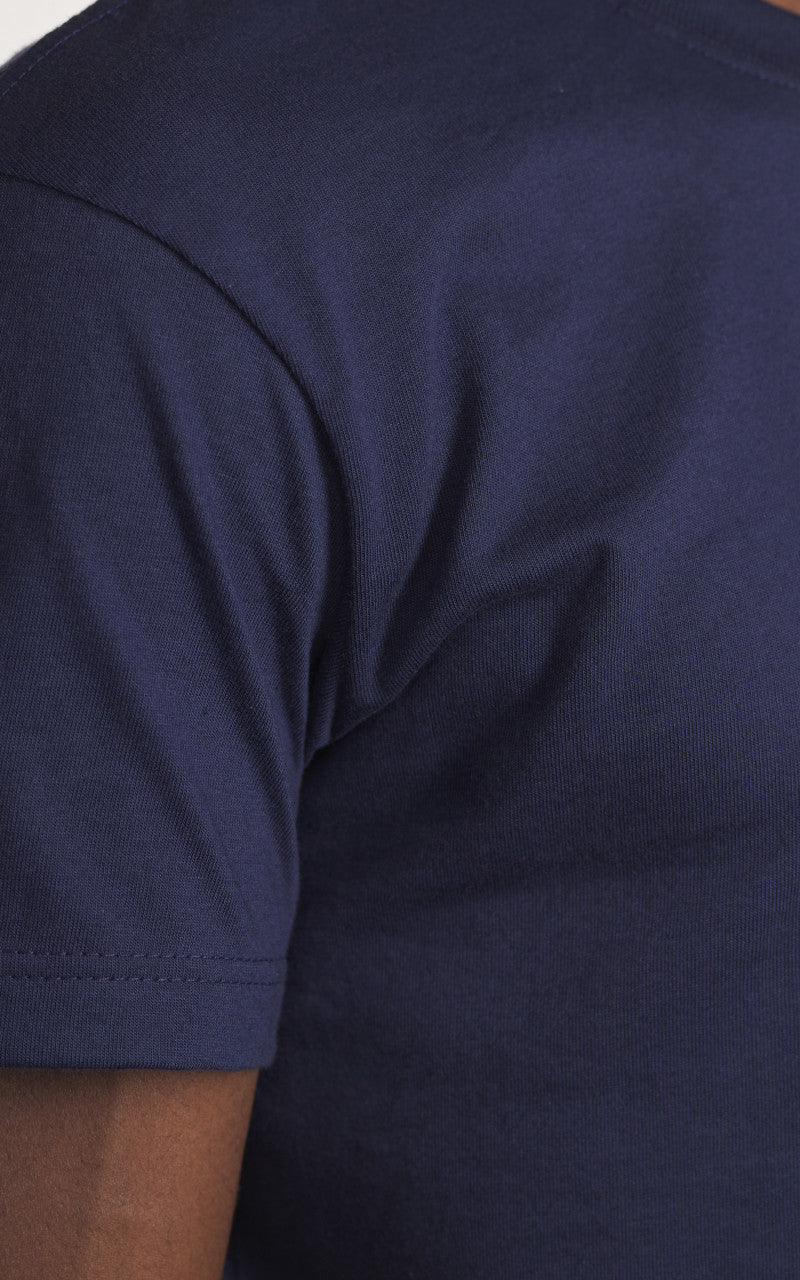 Naked & Famous Denim Circular Knit T-Shirt Solid Navy