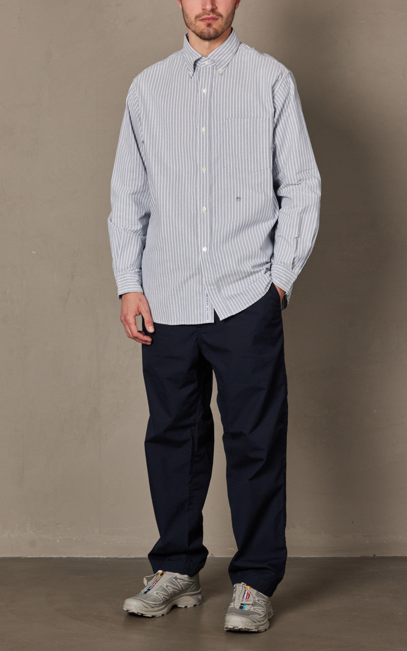 Nanamica Button Down Stripe Wind Shirt Navy