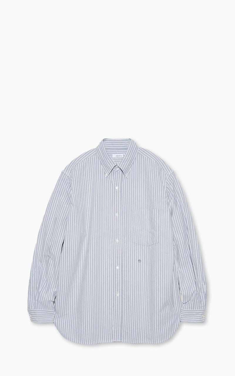 Nanamica Button Down Stripe Wind Shirt Navy