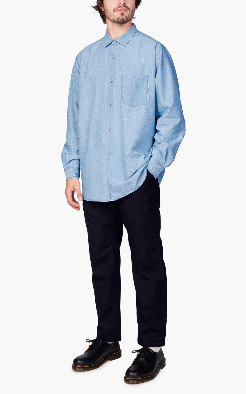 Nanamica Regular Collar Chambray Shirt Indigo Bleach