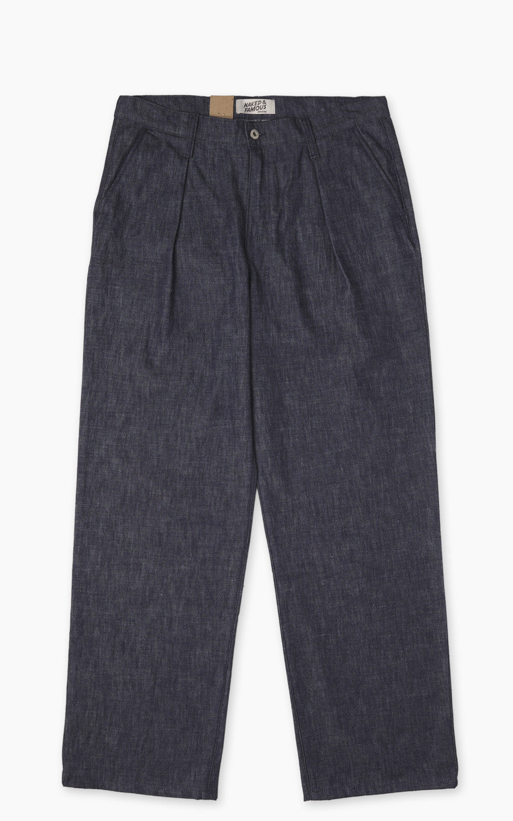 Naked & Famous Denim Pleated Trouser Rinsed Denim Indigo 10oz