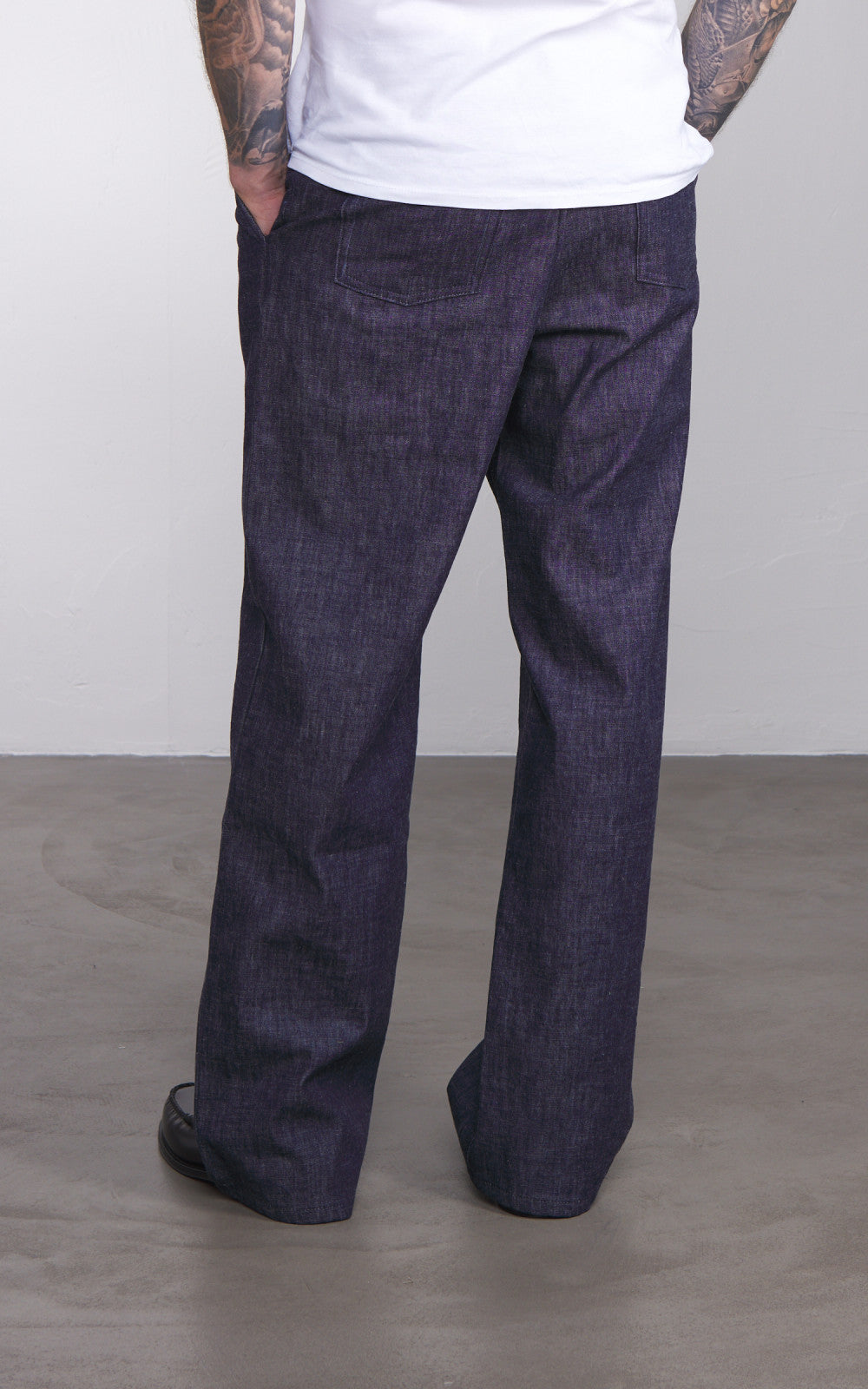 Naked & Famous Denim Pleated Trouser Rinsed Denim Indigo 10oz