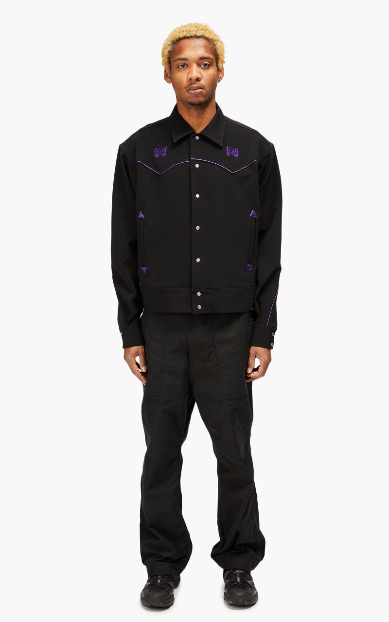 Needles Piping Cowboy Jacket Pe/Pu Double Cloth Black