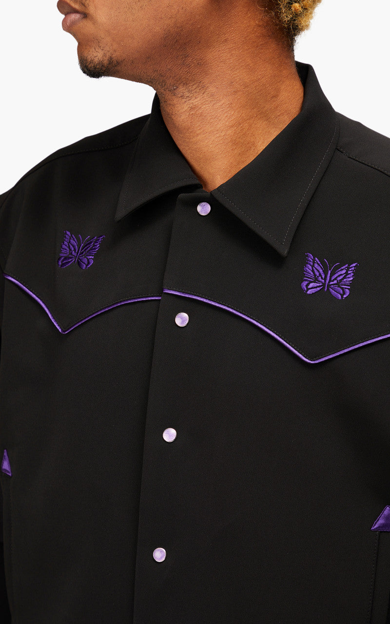 Needles Piping Cowboy Jacket Pe/Pu Double Cloth Black