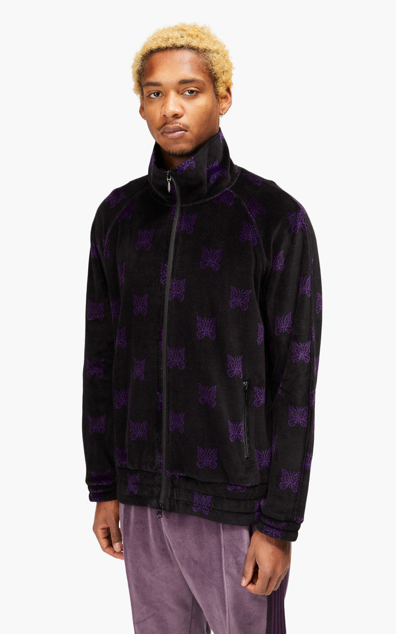 Needles Track Jacket C/Pe Papillon Velour Black/Purple