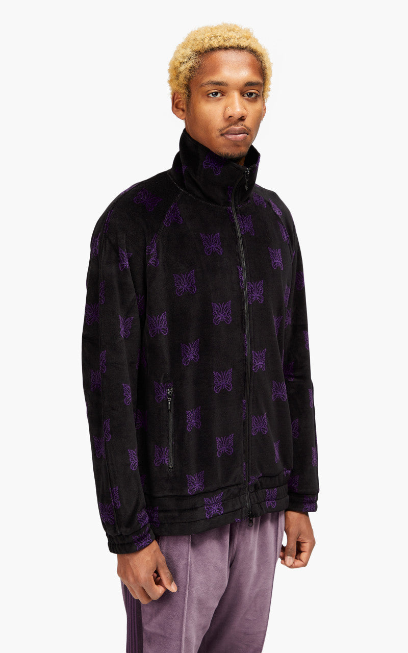 Needles Track Jacket C/Pe Papillon Velour Black/Purple