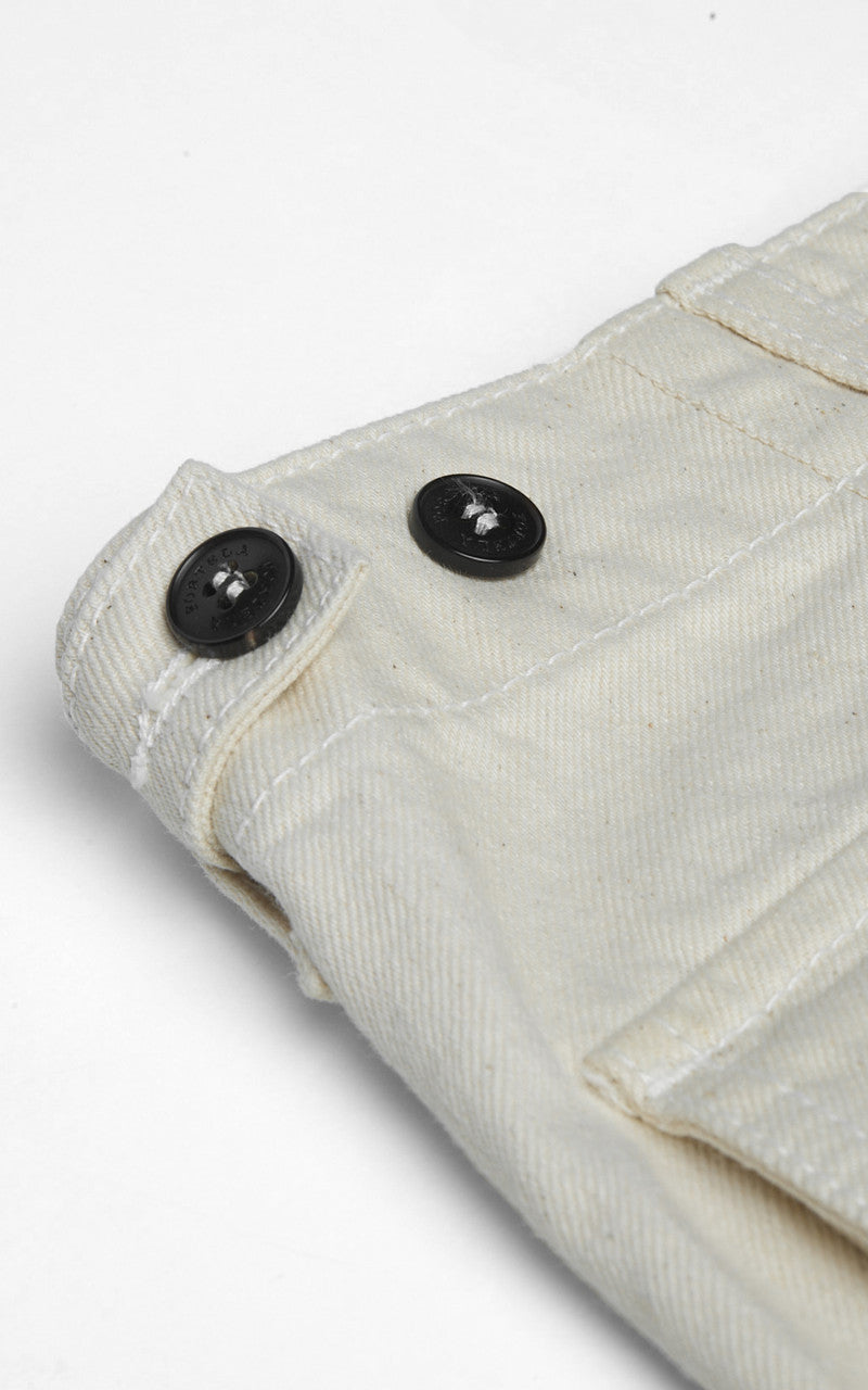 Fortela New Fatigue Pants Selvedge Denim Off White 12.5oz
