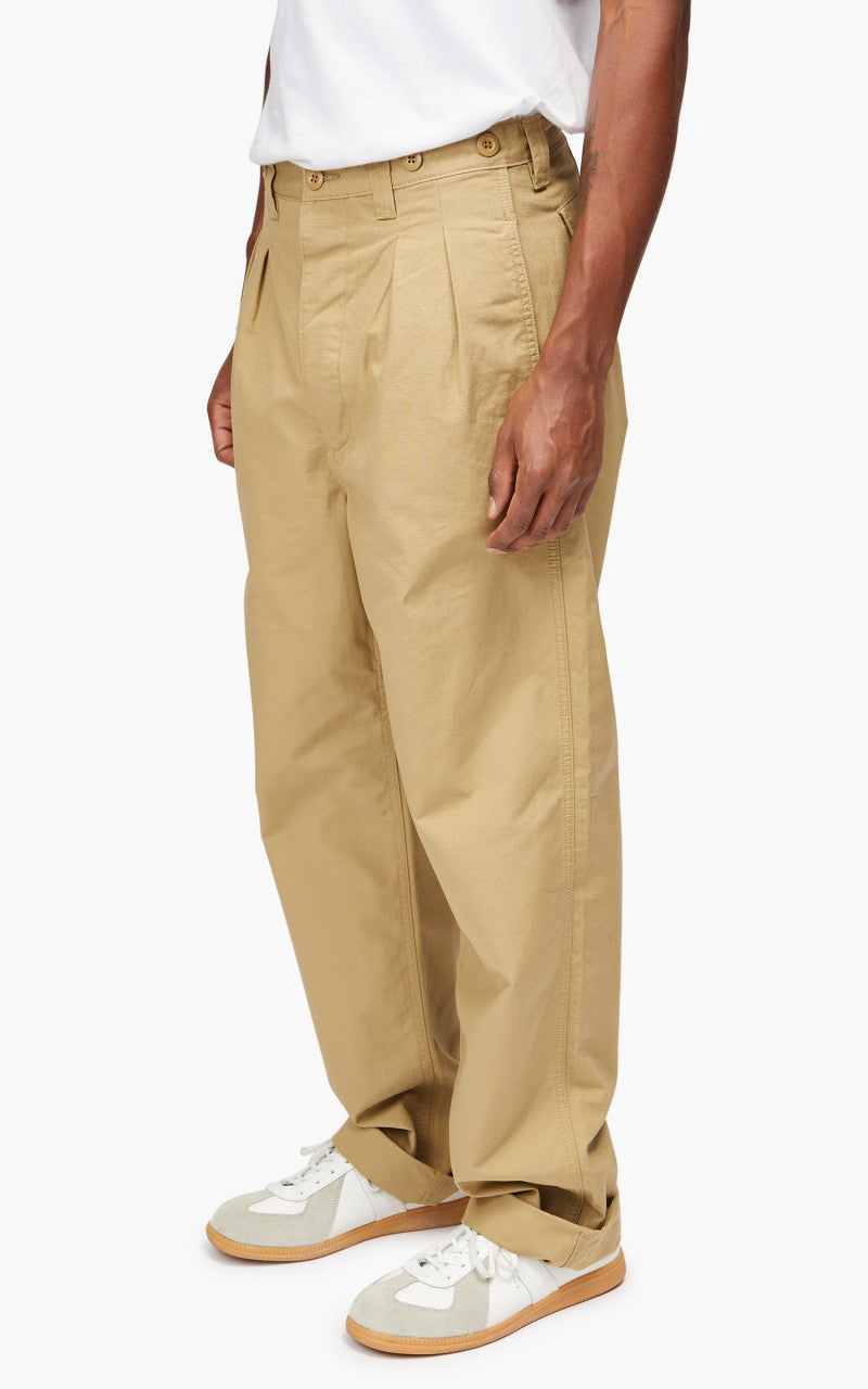 Nigel Cabourn Pleated Chino Cotton Ripstop Tan