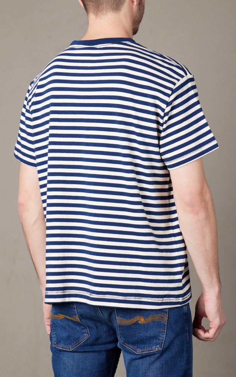 Nudie Jeans Leif Breton Stripe T-Shirt Offwhite/Blue