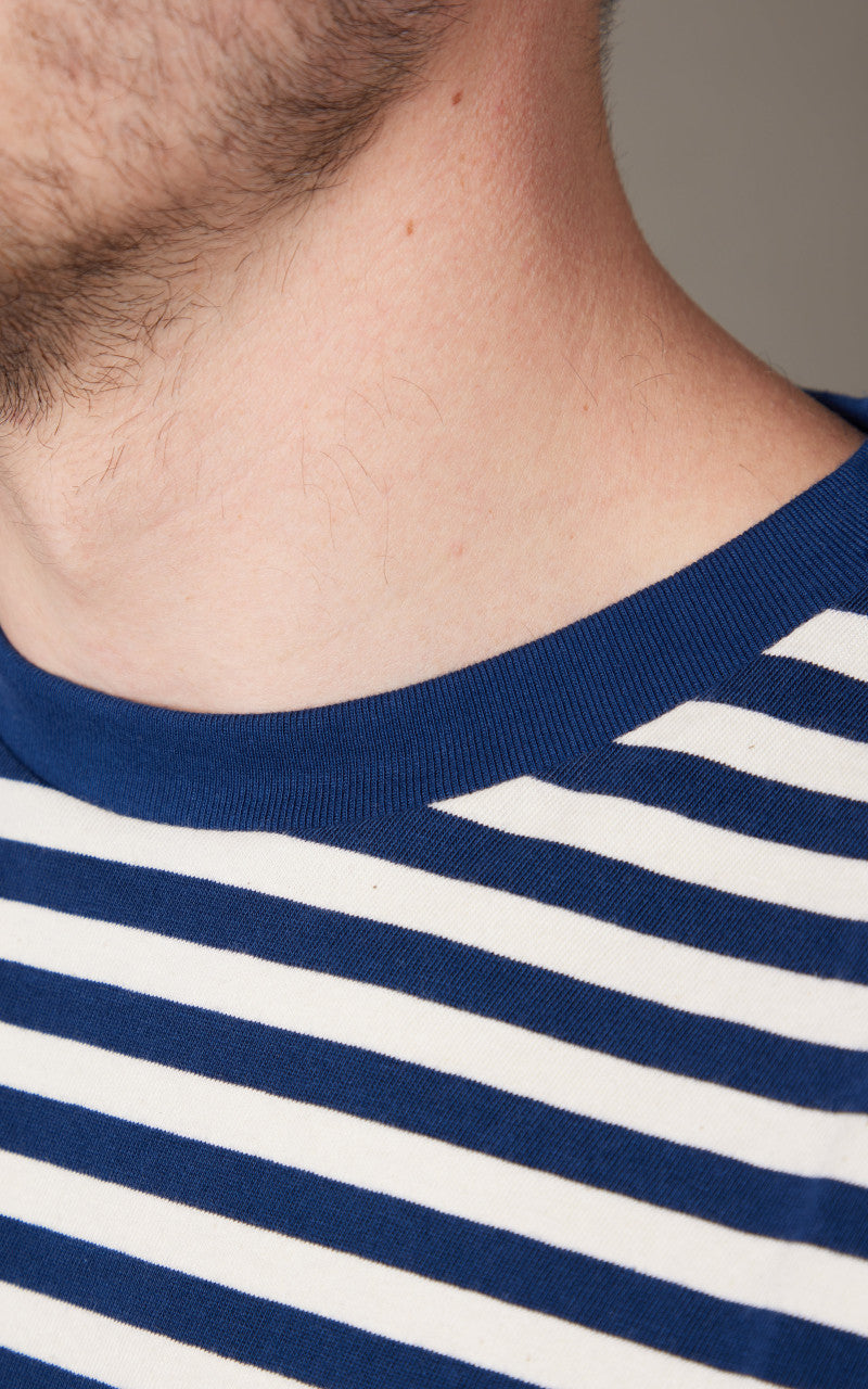 Nudie Jeans Leif Breton Stripe T-Shirt Offwhite/Blue