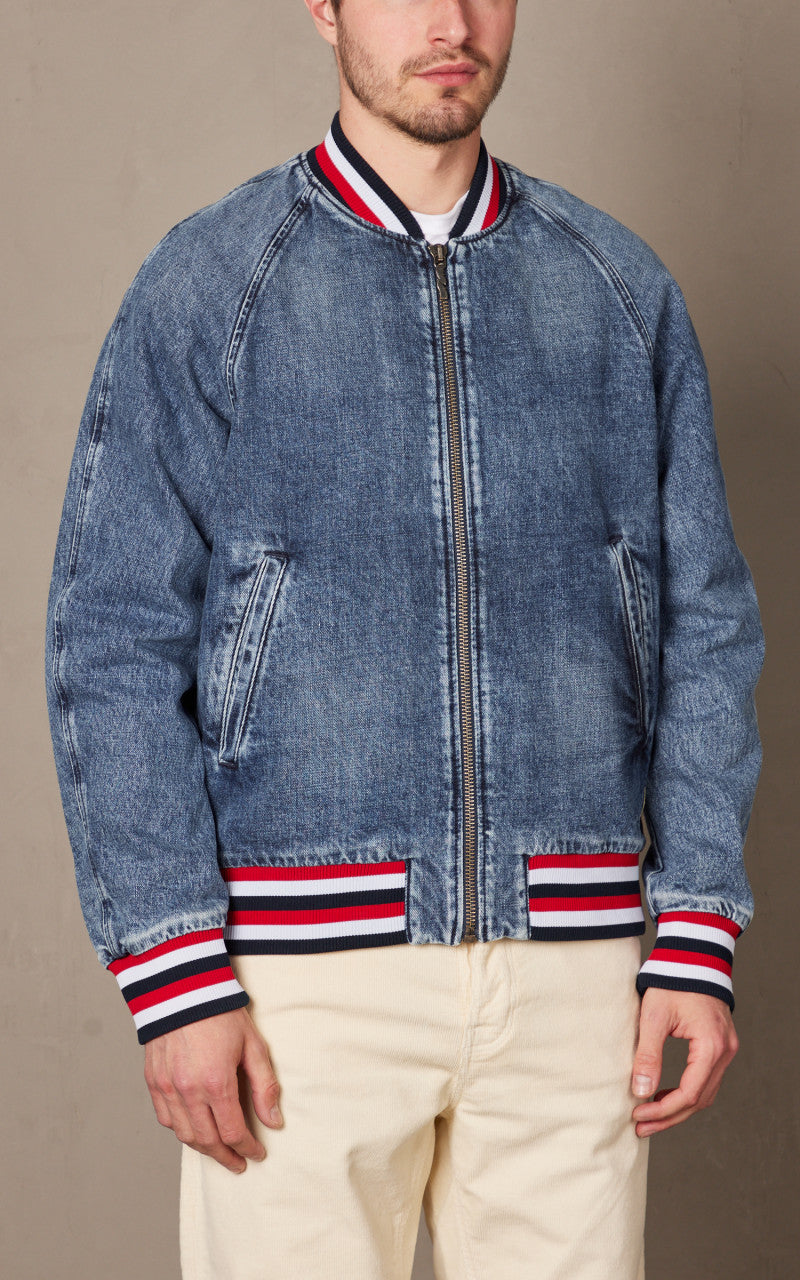 Nudie Jeans Alex Bomber Jacket Denim Blue