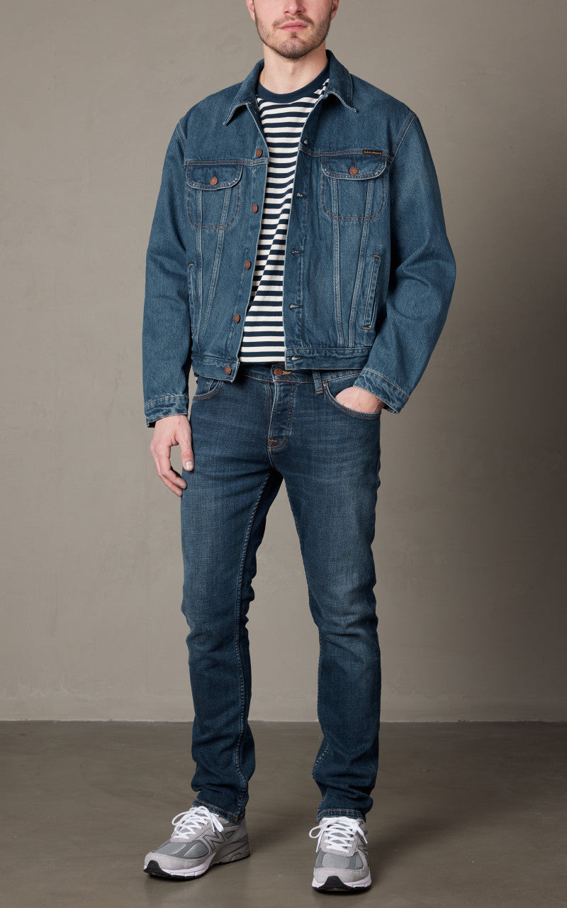 Nudie Jeans Danny Greasy Denim Jacket Mid Blue
