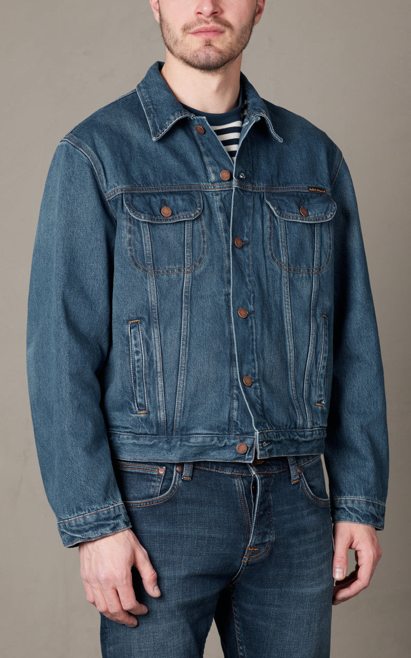 Nudie Jeans Danny Greasy Denim Jacket Mid Blue