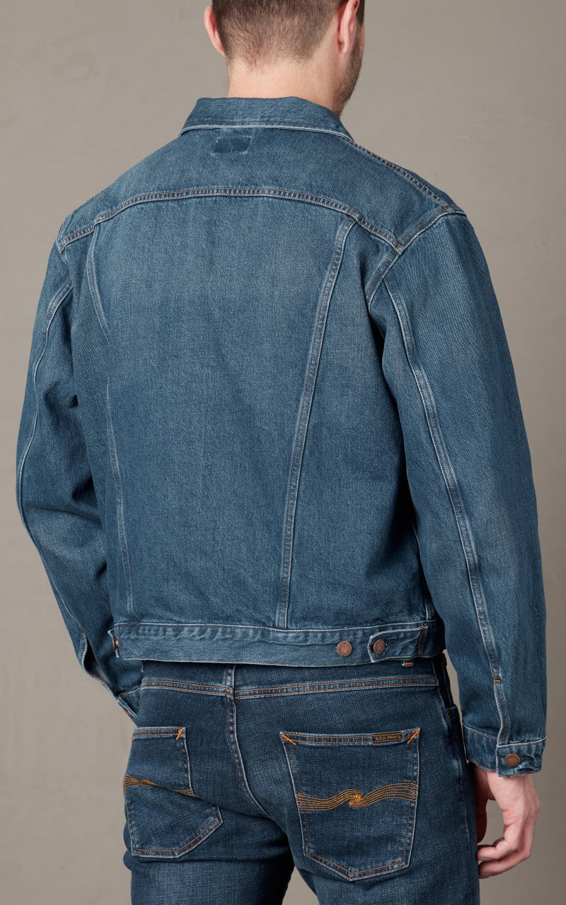 Nudie Jeans Danny Greasy Denim Jacket Mid Blue