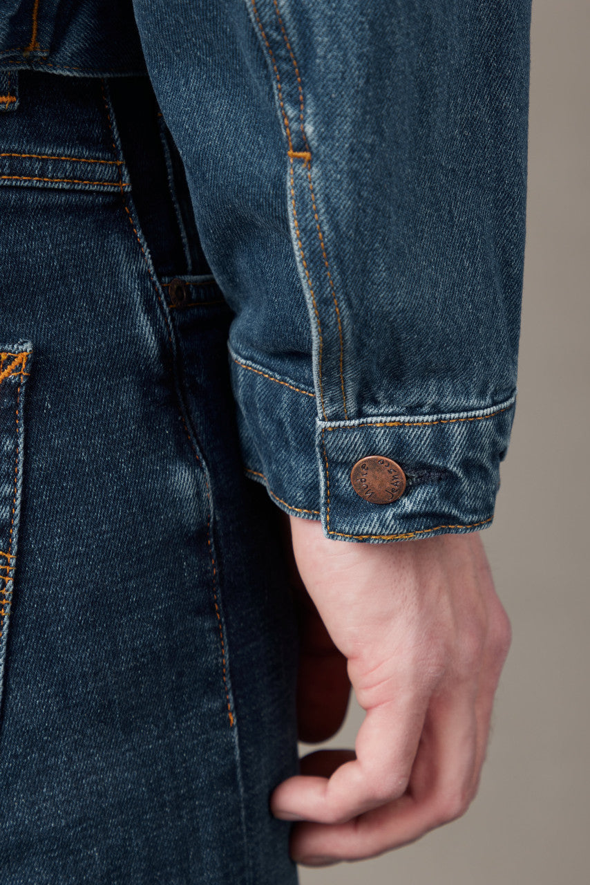 Nudie Jeans Danny Greasy Denim Jacket Mid Blue