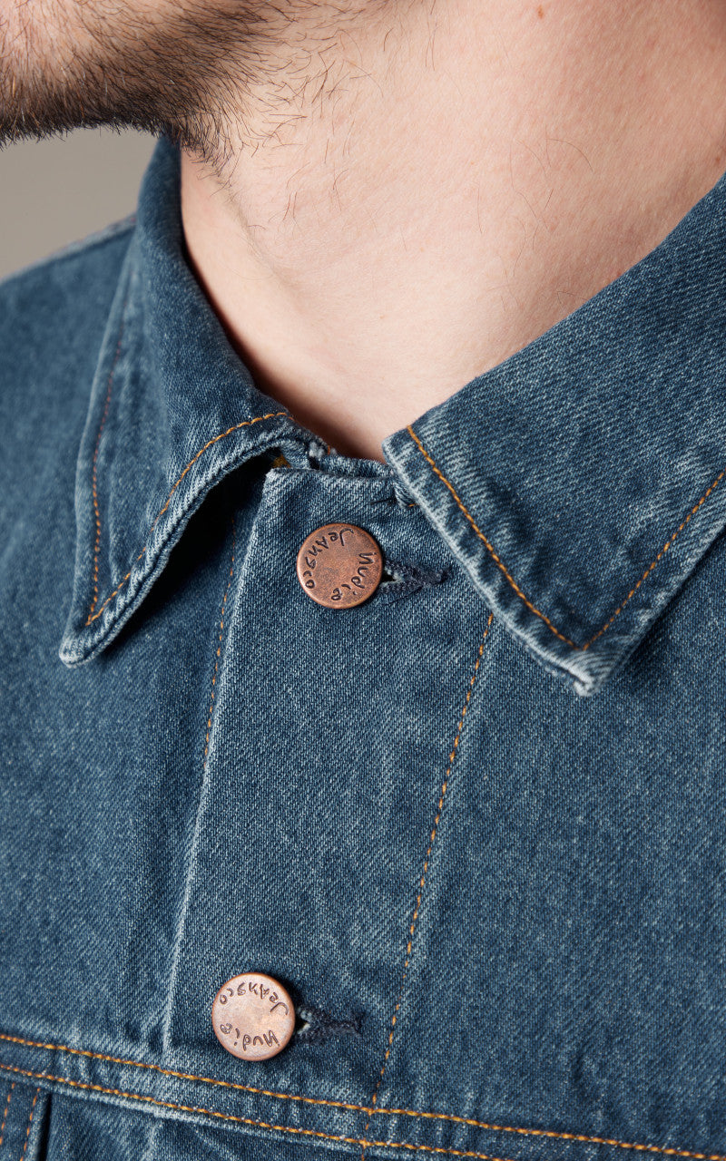 Nudie Jeans Danny Greasy Denim Jacket Mid Blue