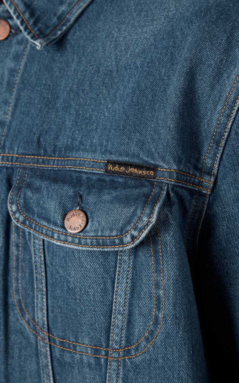 Nudie Jeans Danny Greasy Denim Jacket Mid Blue