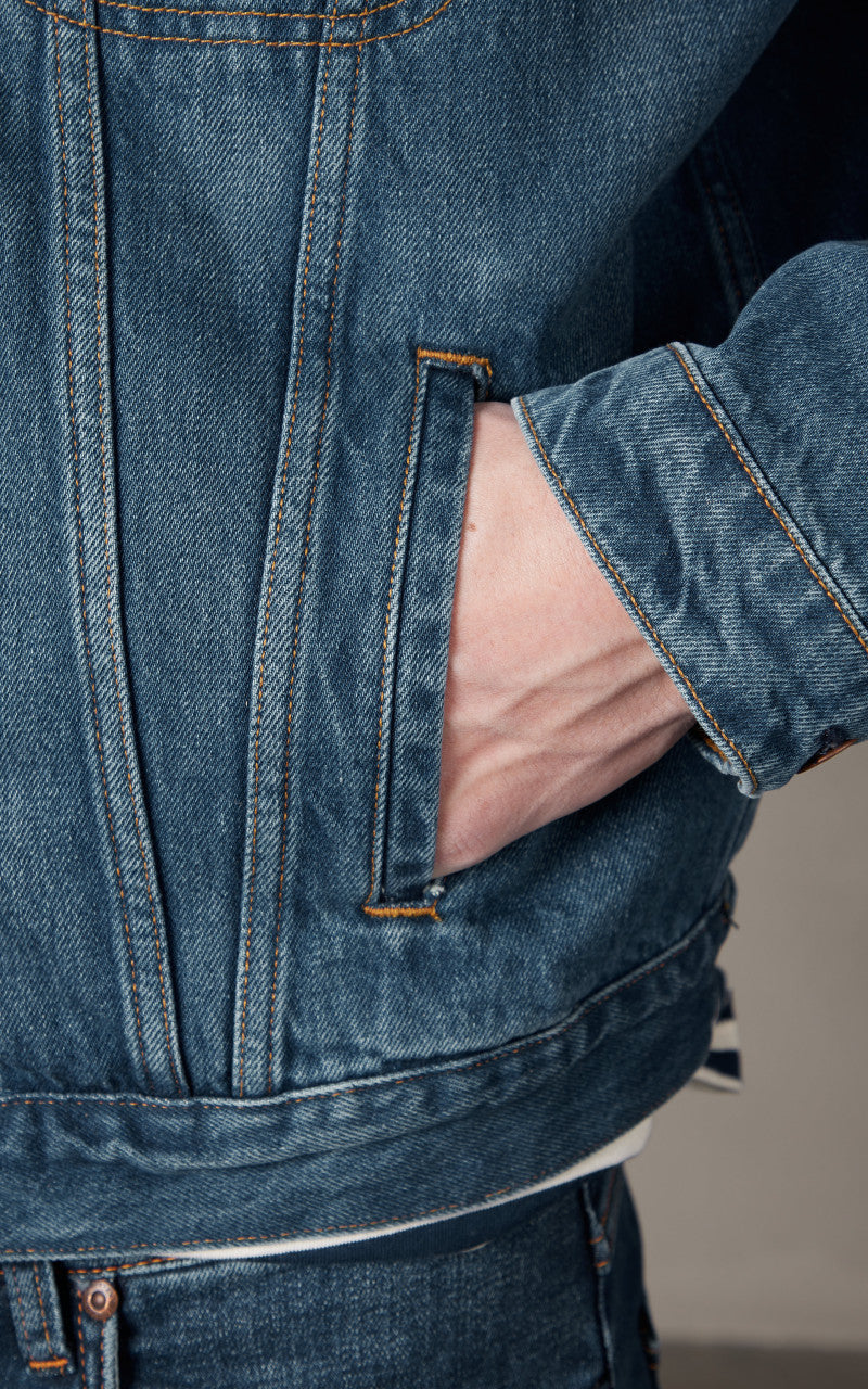 Nudie Jeans Danny Greasy Denim Jacket Mid Blue