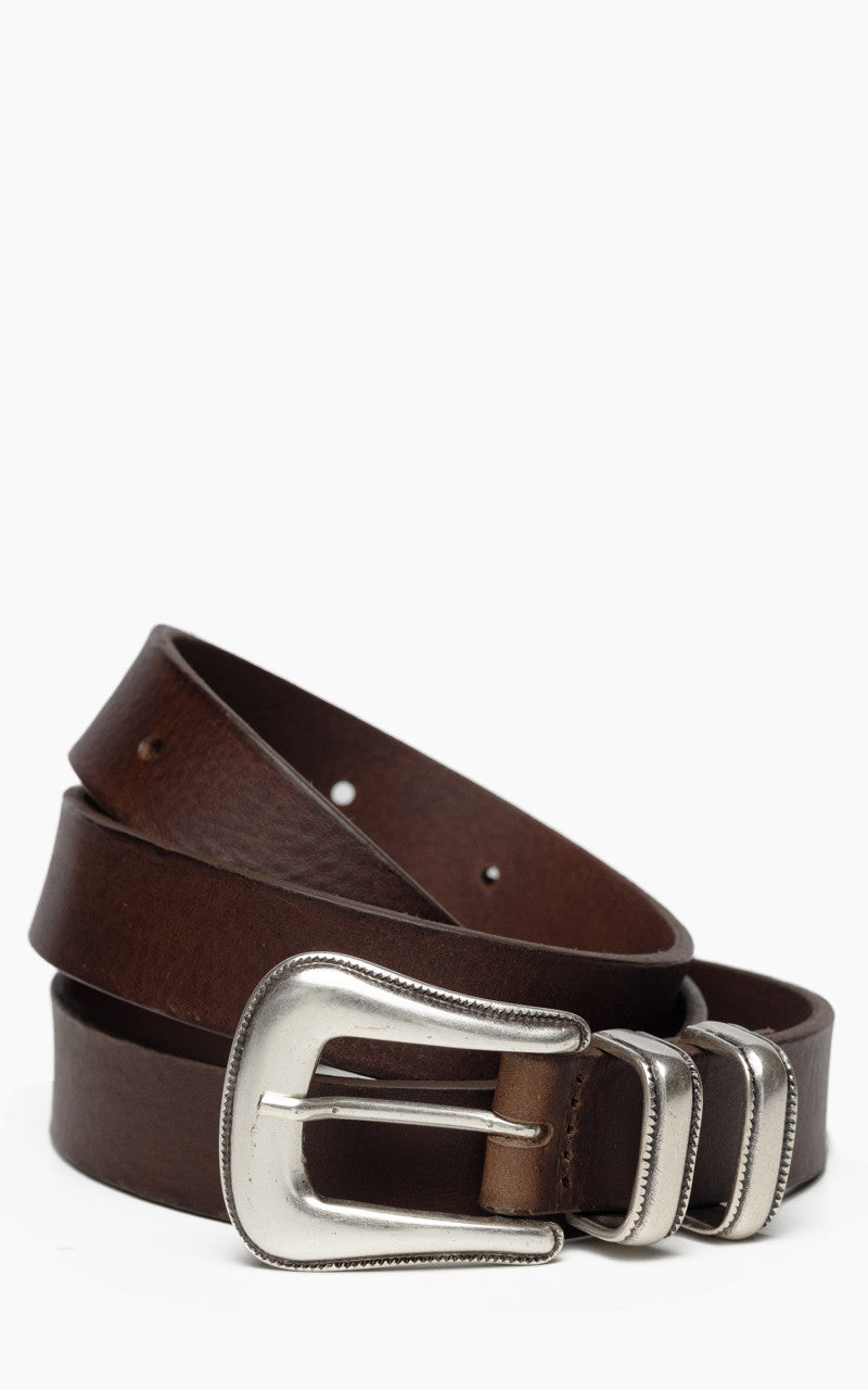 Nudie Jeans Western Silver Belt Dark Brown