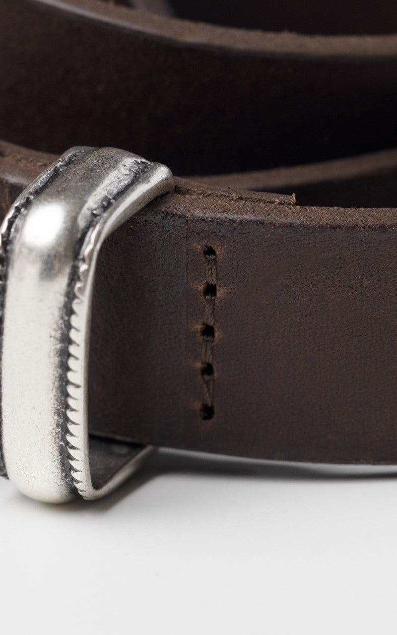Nudie Jeans Western Silver Belt Dark Brown