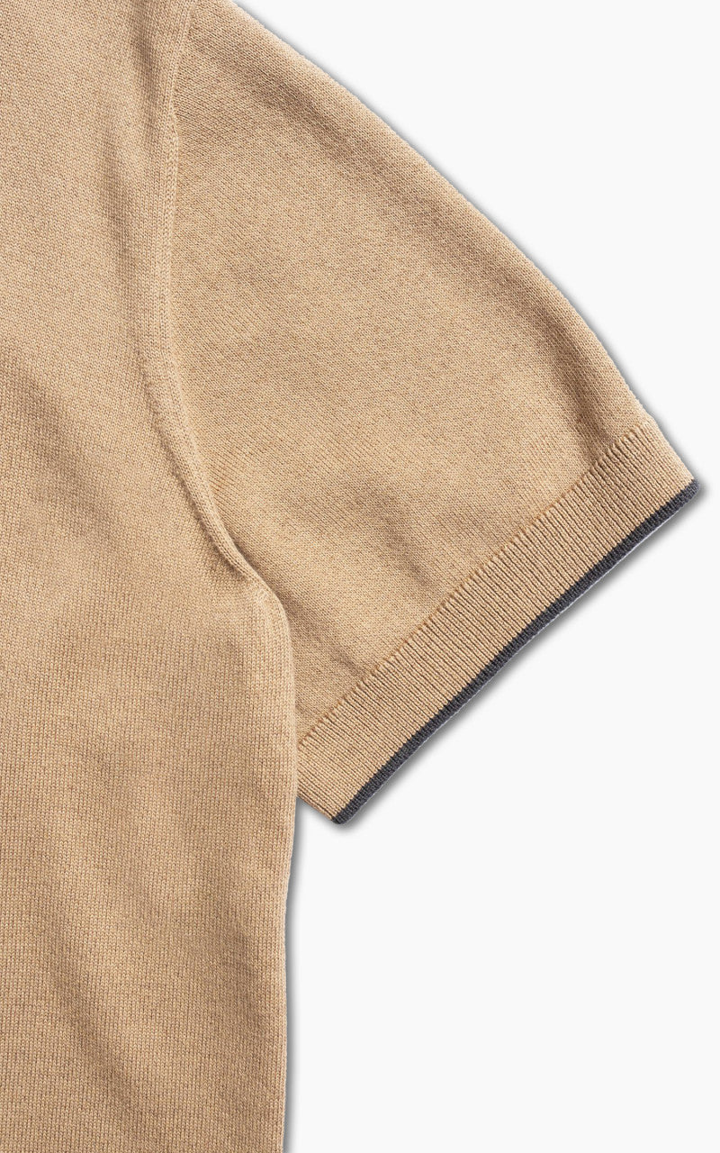 Nudie Jeans Fabbe Knit Polo Shirt Beige