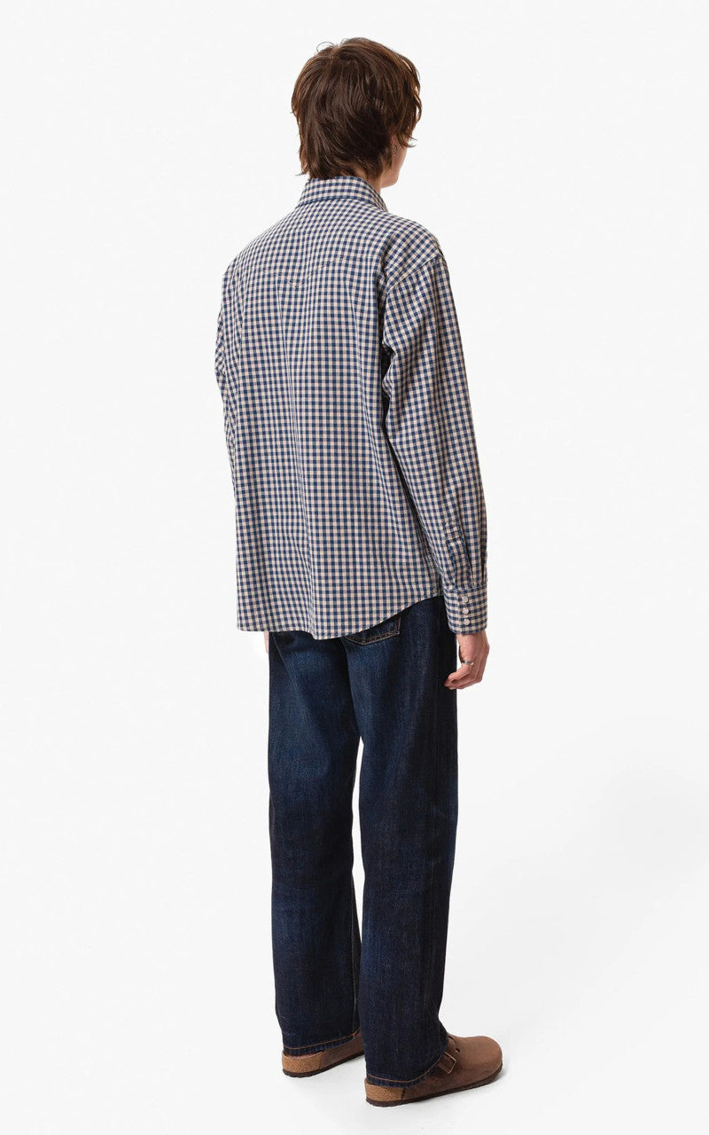 Nudie Jeans Sigge Gingham Cowboy Shirt Indigo