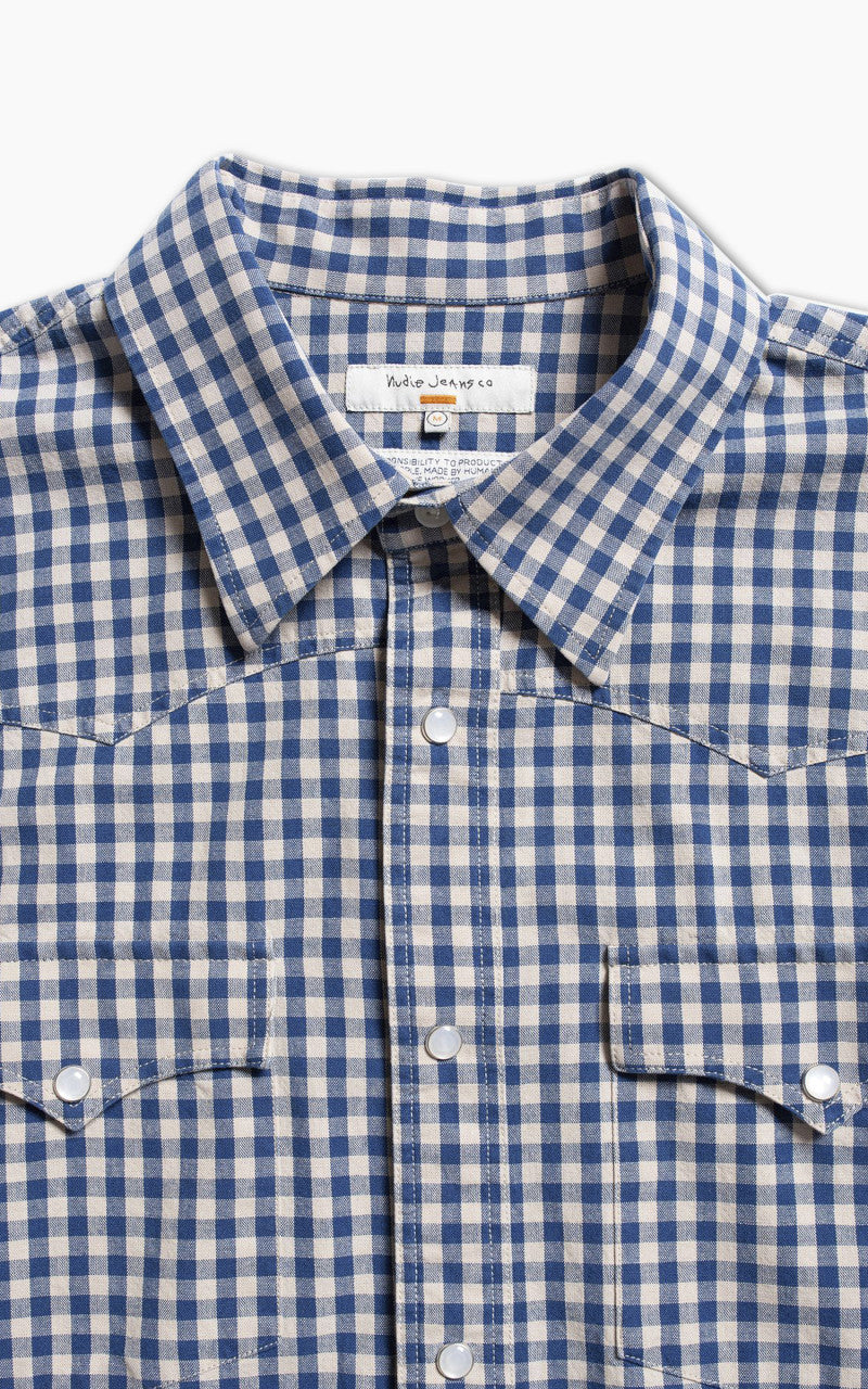 Nudie Jeans Sigge Gingham Cowboy Shirt Indigo