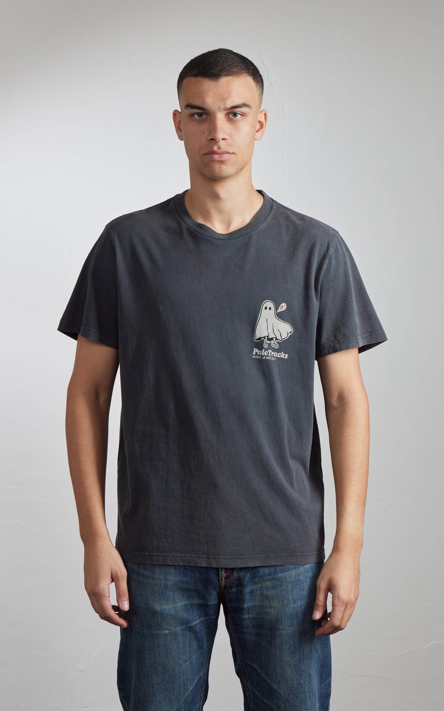 Nudie Jeans Roy Pale Tracks T-Shirt Antracite