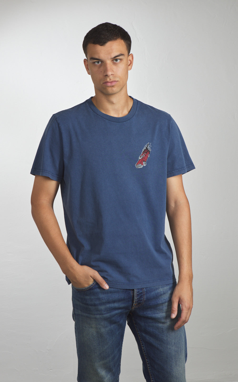 Nudie Jeans Roy Basement Tracks T-Shirt Blue