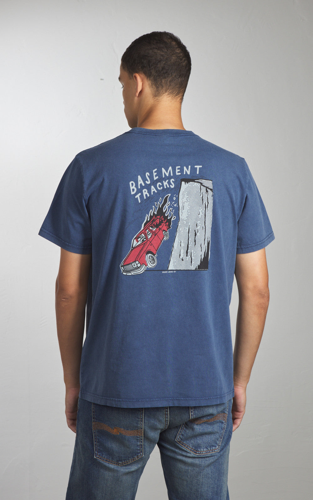 Nudie Jeans Roy Basement Tracks T-Shirt Blue