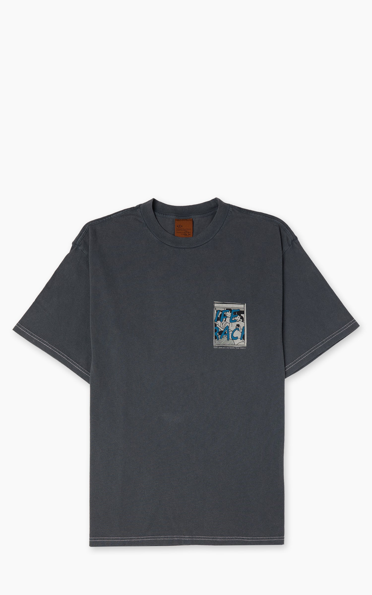 Nudie Jeans Koffe T-Shirt LifeTracks III Antracite