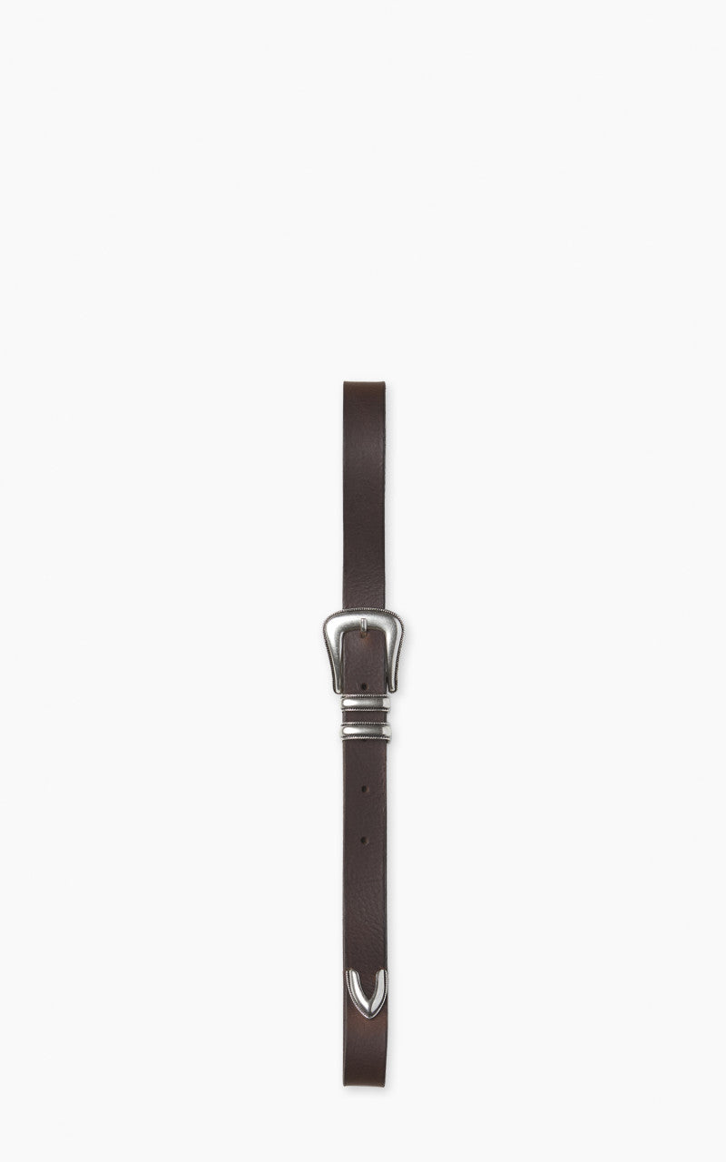 Nudie Jeans Western Silver Belt Dark Brown