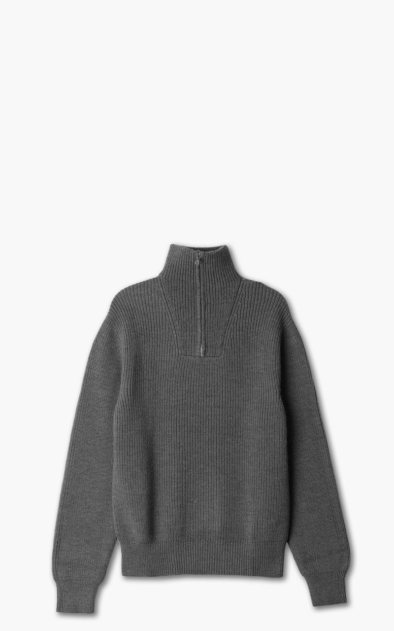 Officine Generale Tarek Mockneck Rib Wool Mid Grey