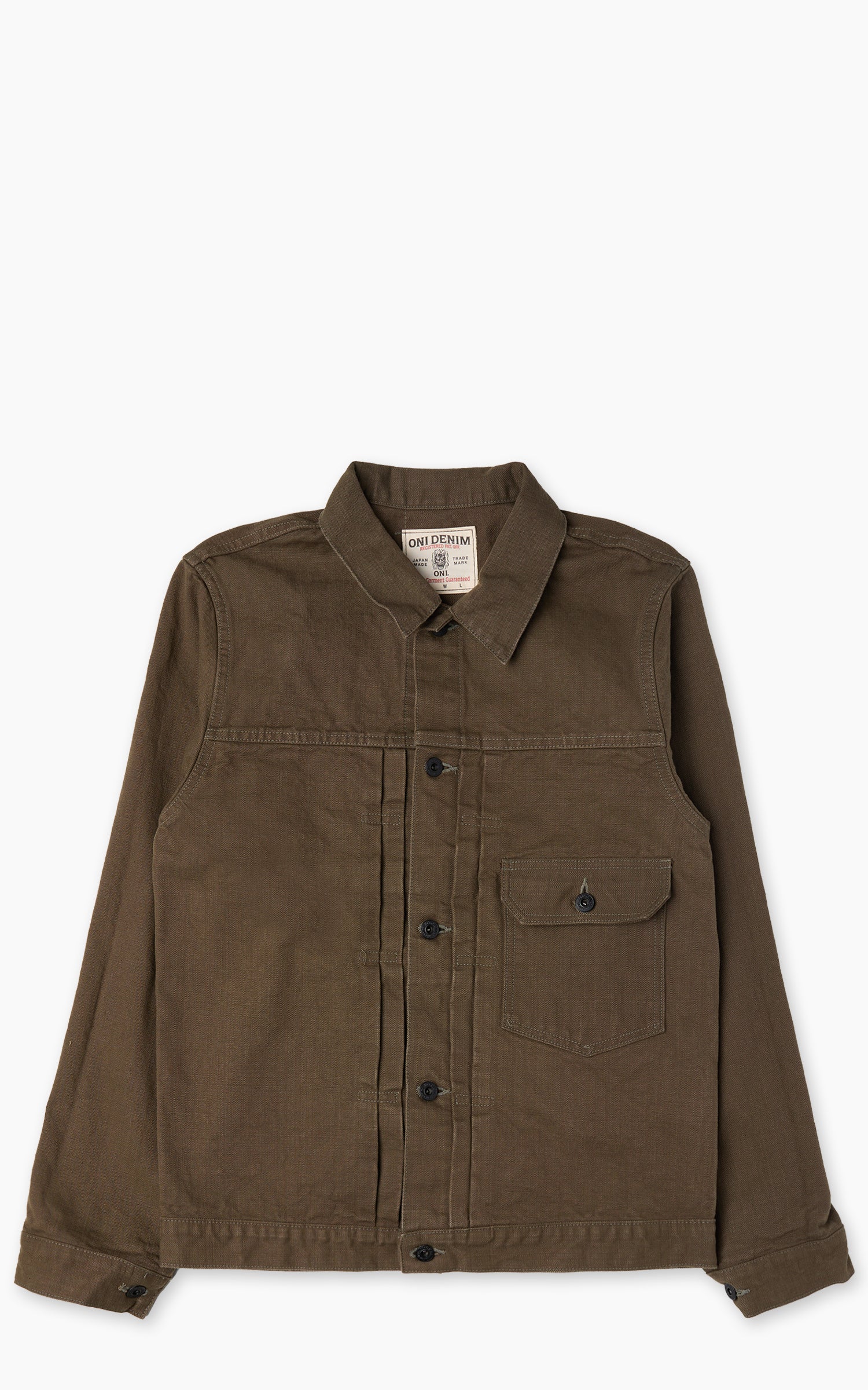 ONI Denim 01507L-HOX-OLB Type I Jacket Sulfur Dyed Heavy Oxford Olive Brown 13oz