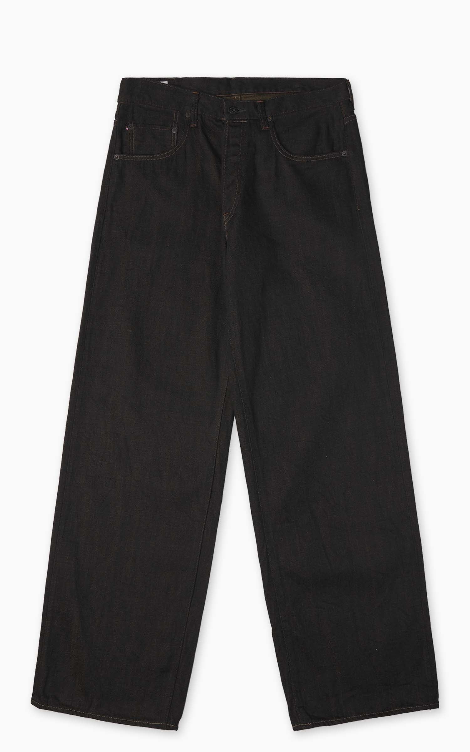 ONI Denim 222-BKOL Super Wide Straight Black x Olive 12oz