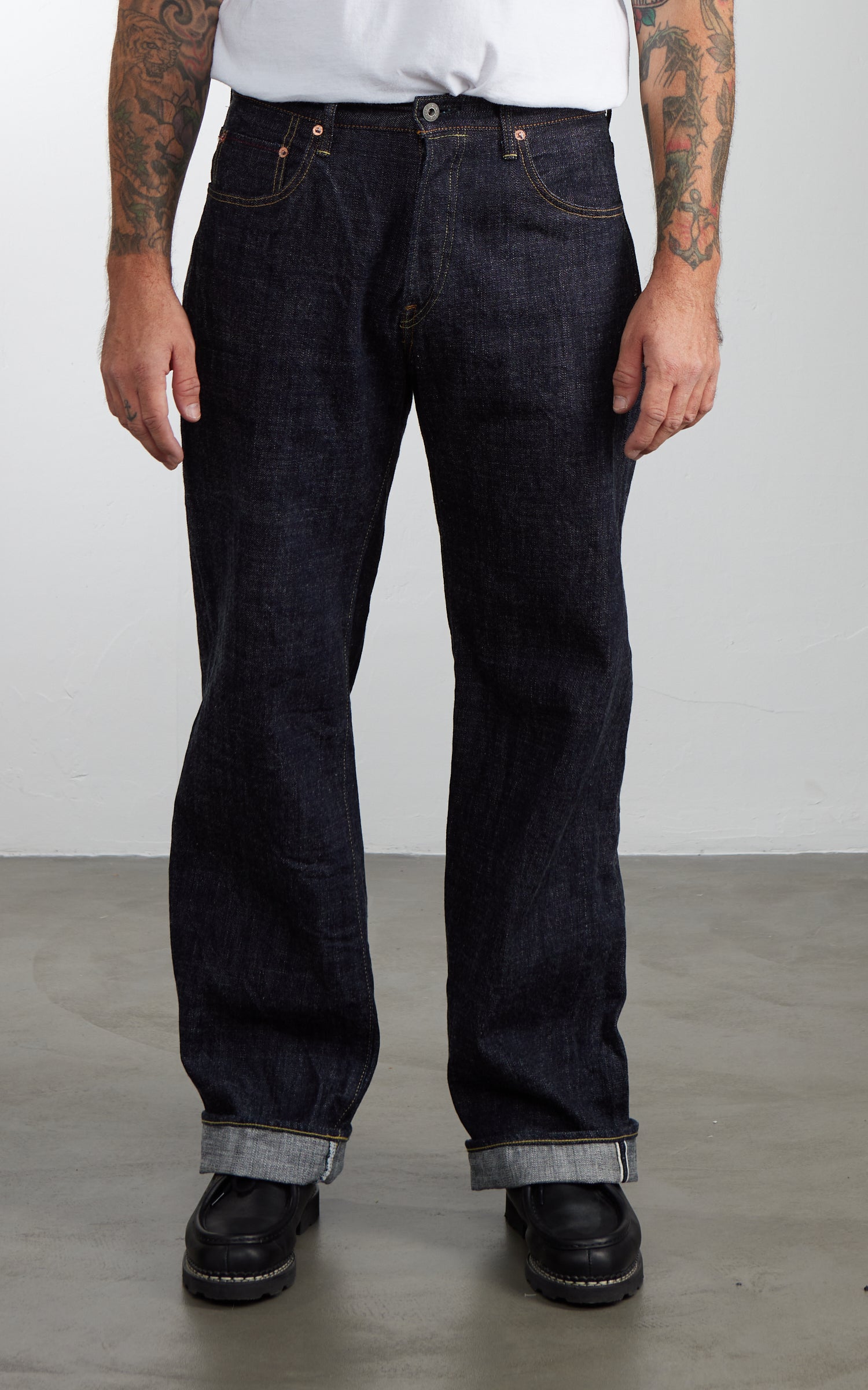 ONI Denim 222-LS13.5 Super Wide Straight Long Slab Denim Indigo 13.5oz