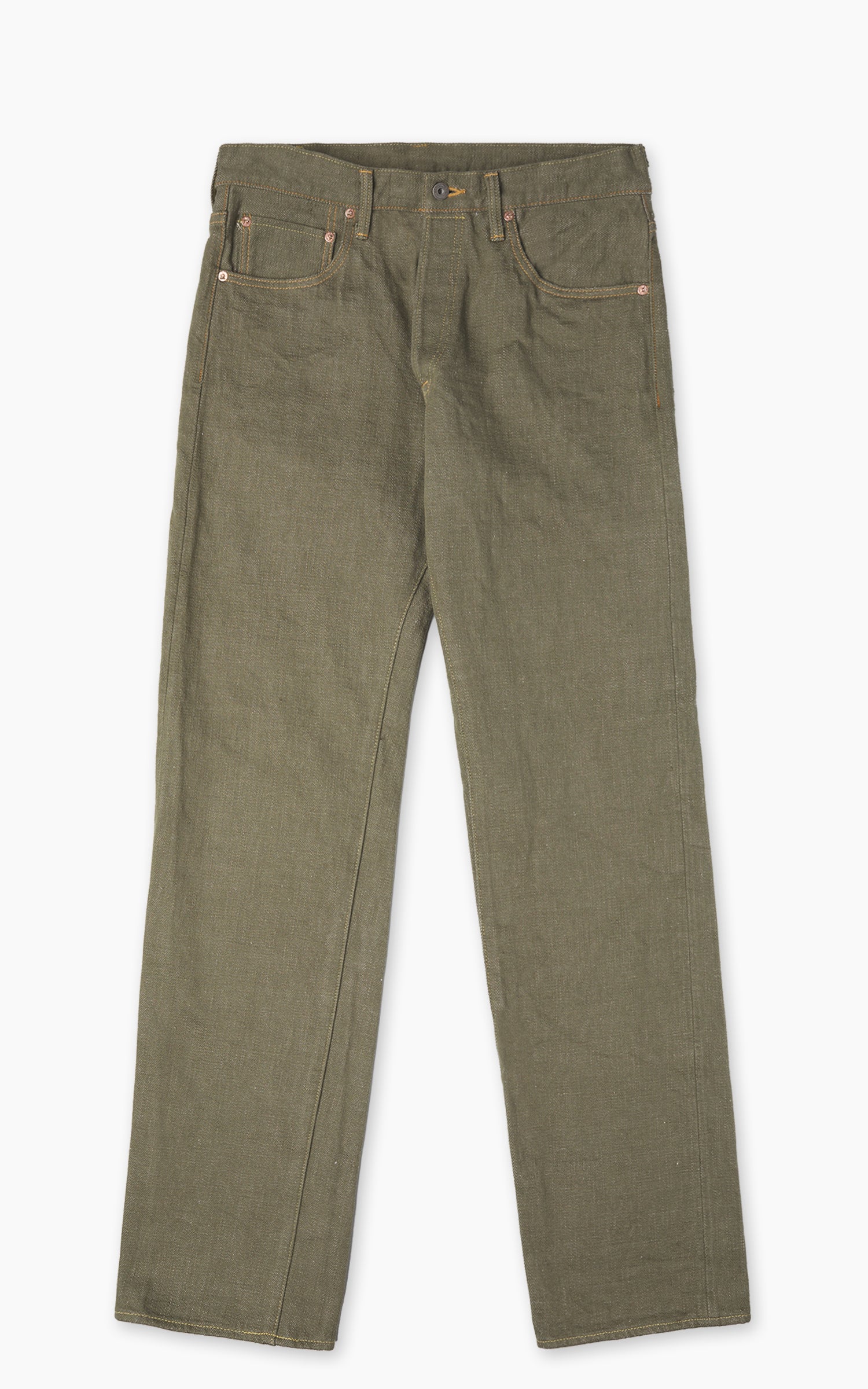 ONI Denim 270-OLD18 Neat Straight Olive Denim 18oz