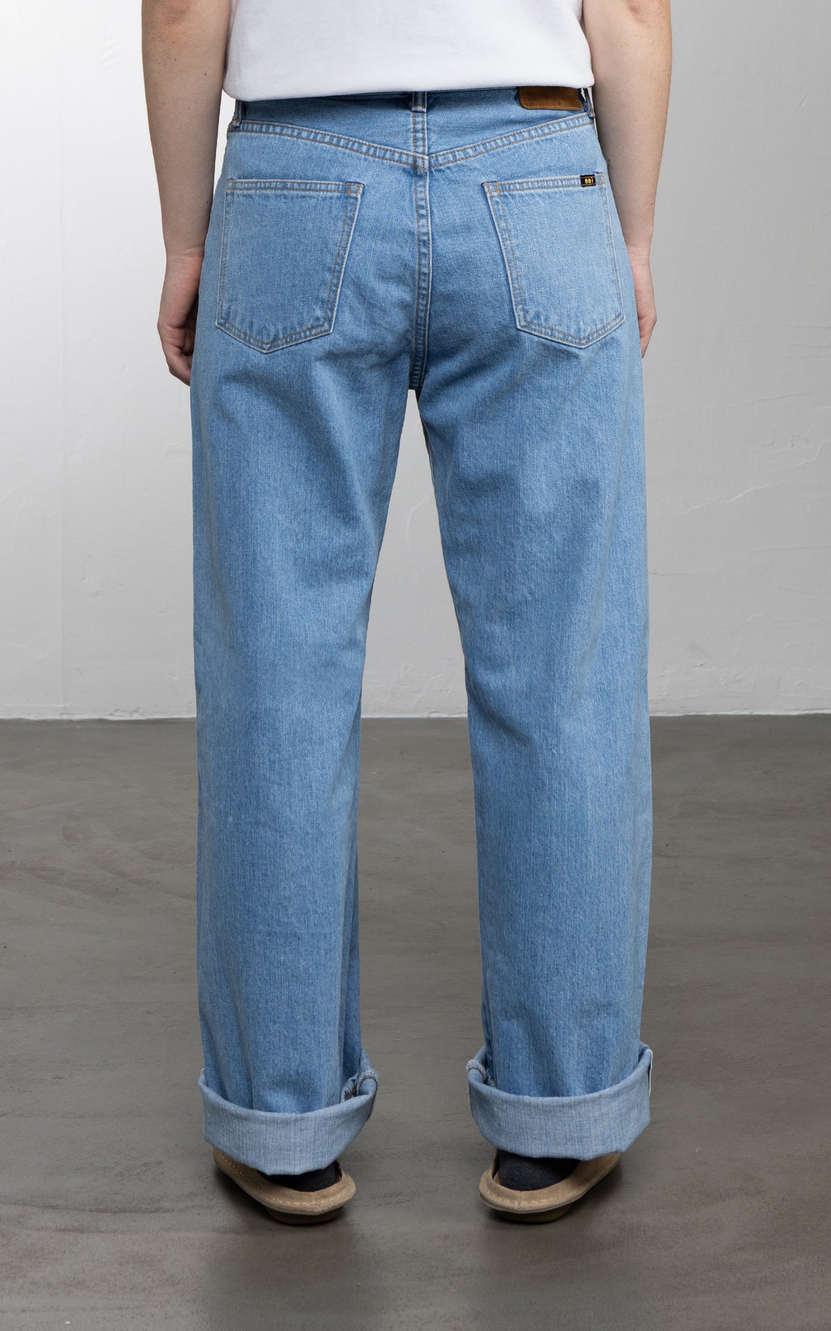 ONI Denim L720-12Z Bio Stone Bleach Ladies Wide Straight Selvedge Denim Indigo 12oz