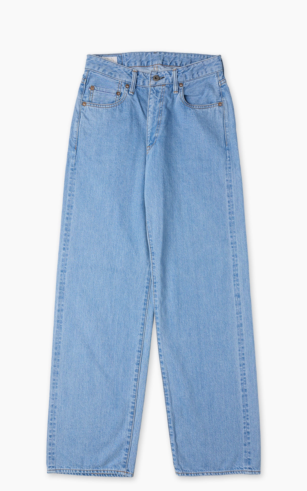 ONI Denim L720-12Z Bio Stone Bleach Ladies Wide Straight Selvedge Denim Indigo 12oz