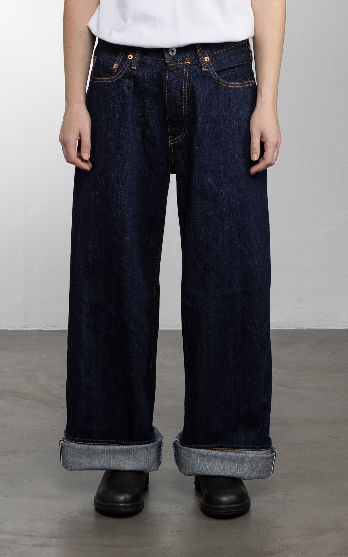 ONI Denim L722-12Z Ladies Super Wide Straight Selvedge Denim Indigo 12oz